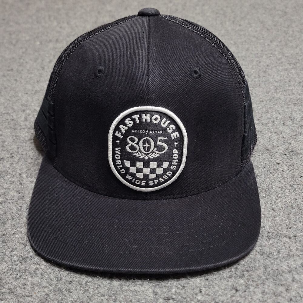 Fasthouse Hat Baseball Cap Mens Black 805 Dive Snapback Trucker Motocross MTB MX